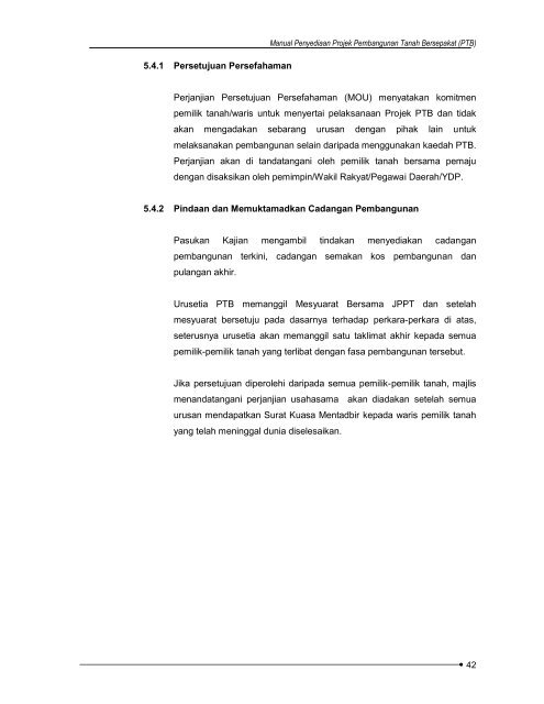 Manual Penyediaan Projek Pembangunan Tanah Bersepakat - JPBD