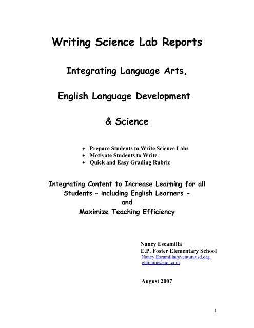 Writing Science Lab Reports - California K-12 Science Outreach