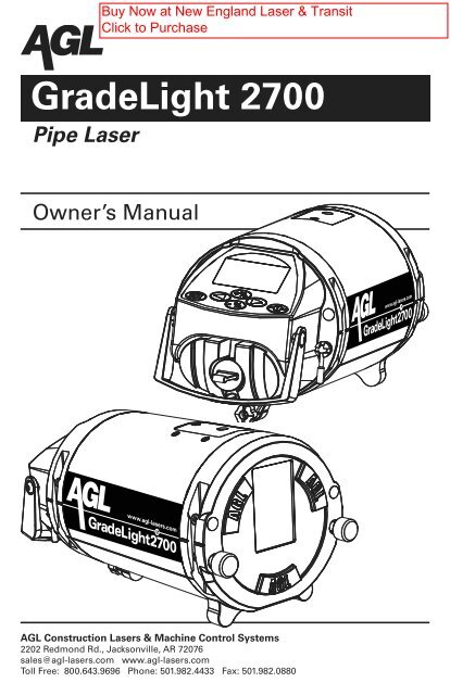 GradeLight 2700 - New England Laser & Transit Company