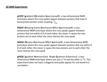 2D NMR Experiments gCOSY (gradient COrrelation SpectroscopY ...