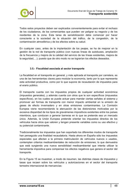 Documento final del Grupo de Trabajo de Conama 10 Transporte ...