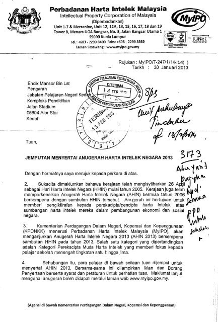 Surat Jemputan & Borang Penyertaan. - BTPN Kedah