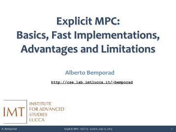 Explicit MPC: Basics, Fast Implementations, Advantages and ...