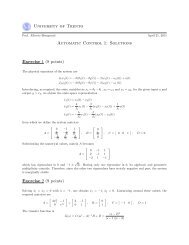 University of Trento Automatic Control 1: Solutions Exercise 1 (8 ...
