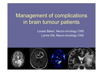 Management of complications in brain tumour patients