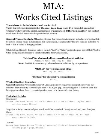 MLA: Works Cited Listings