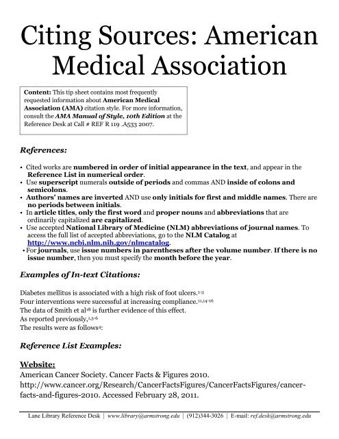 Ama Reference List Style Lane Library