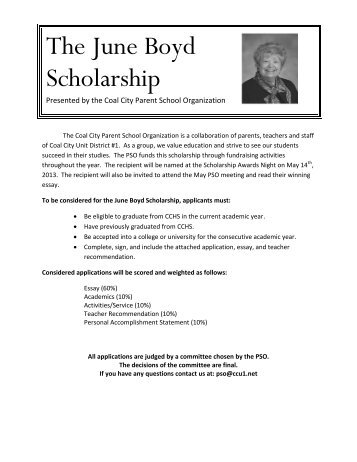 The June Boyd Scholarship - Coal City High School
