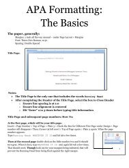 APA Formatting: The Basics