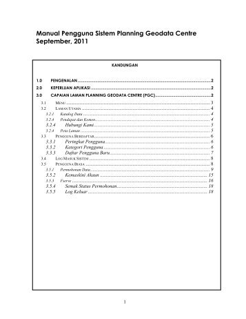 Manual Pengguna Sistem Planning Geodata Centre September, 2011