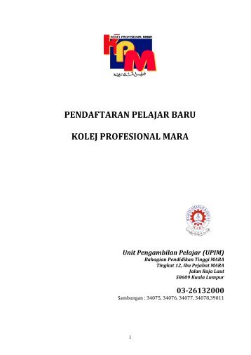 1. Panduan Pelajar Baru KPM - Mara