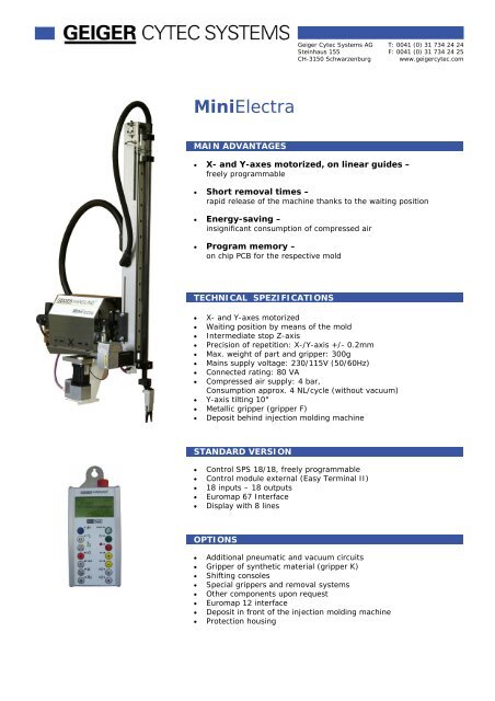 MiniElectra - Geiger Cytec Systems AG