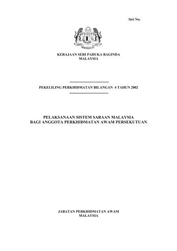 Pekeliling Perkhidmatan Bil. 4 Tahun 2002 Pelaksanaan Sistem ...