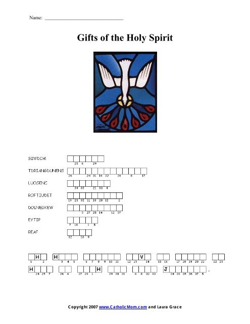 Gifts Of The Holy Spirit Double Puzzle Catholic Mom