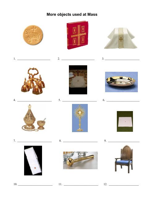 More Objects Used at Mass - Write what the object is ... - Catholic Mom