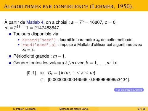 MÃ©thode de Monte Carlo. - UniversitÃ© du Maine