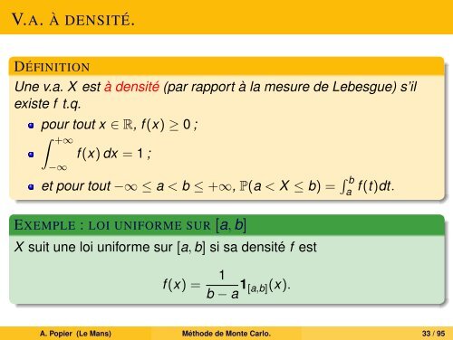 MÃ©thode de Monte Carlo. - UniversitÃ© du Maine