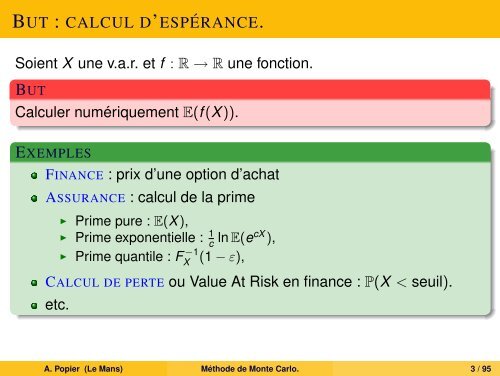 MÃ©thode de Monte Carlo. - UniversitÃ© du Maine