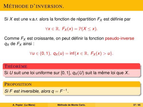 MÃ©thode de Monte Carlo. - UniversitÃ© du Maine