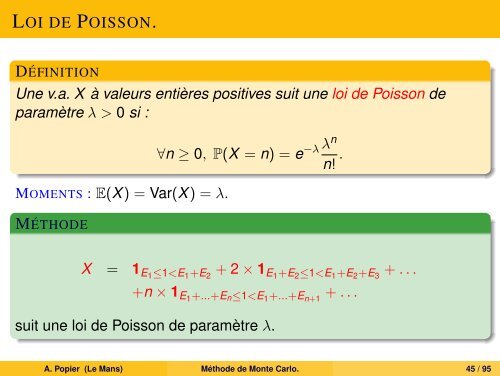 MÃ©thode de Monte Carlo. - UniversitÃ© du Maine