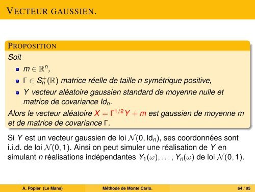 MÃ©thode de Monte Carlo. - UniversitÃ© du Maine