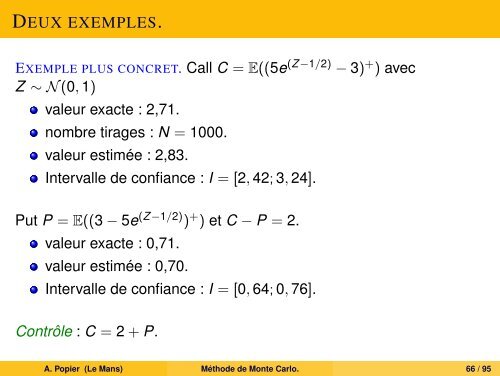 MÃ©thode de Monte Carlo. - UniversitÃ© du Maine