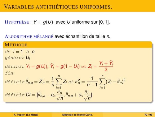 MÃ©thode de Monte Carlo. - UniversitÃ© du Maine