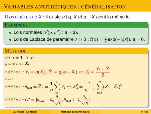 MÃ©thode de Monte Carlo. - UniversitÃ© du Maine