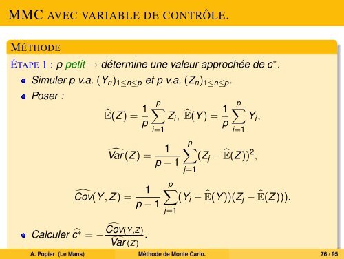 MÃ©thode de Monte Carlo. - UniversitÃ© du Maine