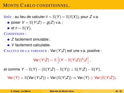 MÃ©thode de Monte Carlo. - UniversitÃ© du Maine