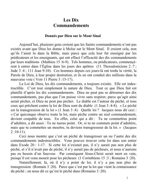 Les Dix Commandements - Church of God (7th Day)