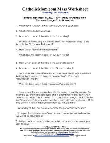 Catholicmom com mass worksheet