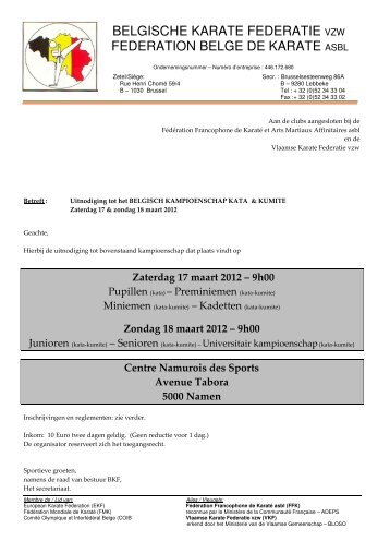 belgische karate federatie vzw federation belge ... - JKA-Vlaanderen