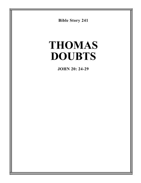 THOMAS DOUBTS - Calvary Curriculum