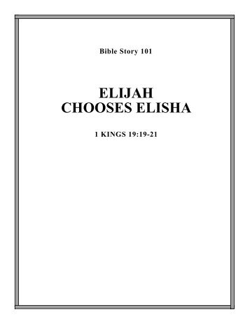 101. elijah chooses elisha