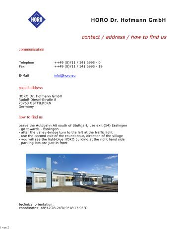 HORO Dr. Hofmann GmbH contact / address / how to find us