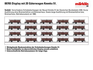 00765 Display mit 20 Güterwagen Kmmks 51. Vorbild - Lokshop
