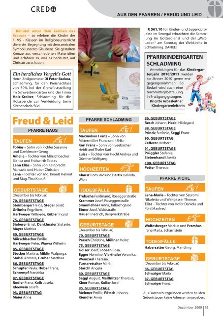 KATHOLISCHES PFARRBLATT - meinepfarre.at