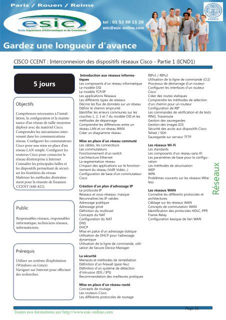 3 jours - Groupe ESIC