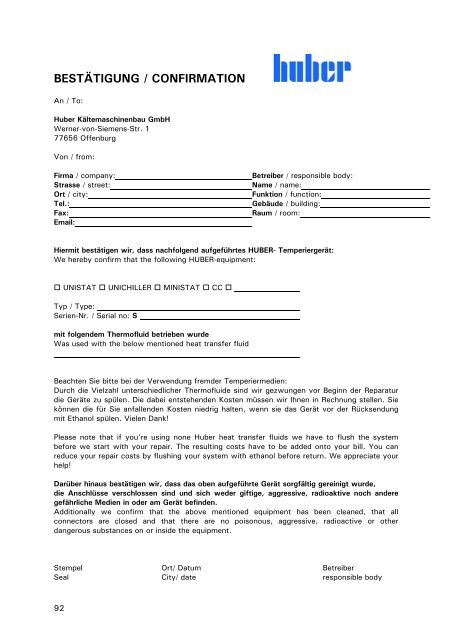 Operating manual 27.09.2011 CC Heating Thermostats - HUBER