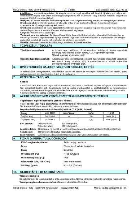 eu biztonsÃ¡gi adatlap - Microsolder Kft.