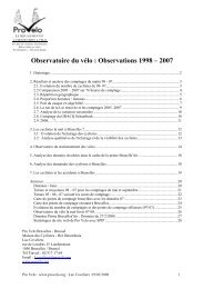 Observatoire du vÃ©lo : Observations 1998 â 2007 - Pro Velo