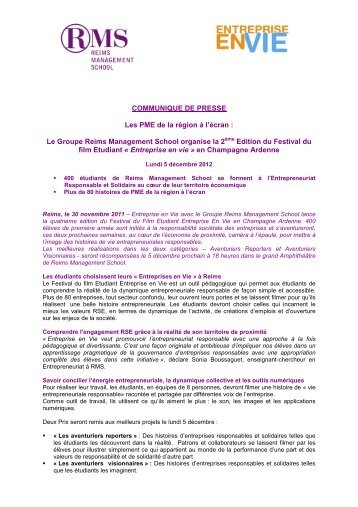 COMMUNIQUE DE PRESSE Les PME de la rÃ©gion Ã  l'Ã©cran - Reims ...