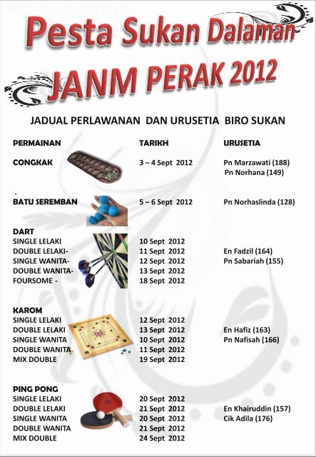 jadual dan kumpulan sukan