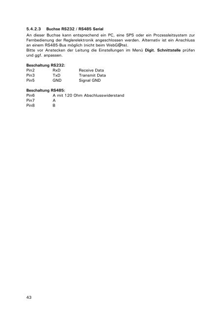 5 Schnittstellenmodule (RS232/SERIAL, ComG@te und ... - HUBER