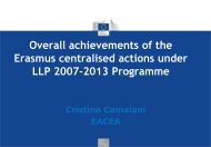 Overall achievements of the Erasmus centralised ... - Eracon.info
