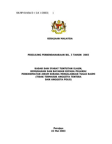 Pekeliling Perbendaharaan Bil. 3 Tahun 2003