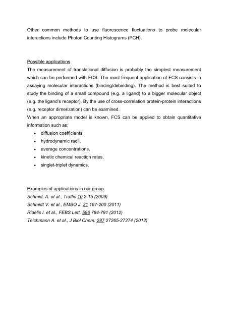 FCS - Fluorescence Correlation Spectroscopy - FMP