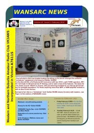 WANSARC NEWS - Western & Northern Suburbs Amateur Radio Club
