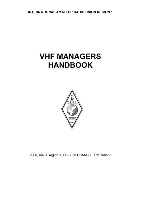 IARU Region 1 VHF managers handbook - RSGB Contest Committee
